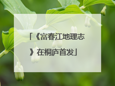 《富春江地理志》在桐庐首发