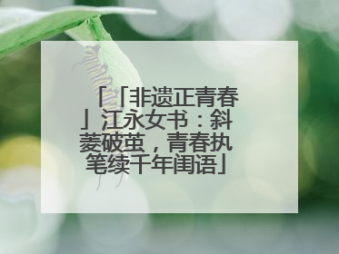 「非遗正青春」江永女书：斜菱破茧，青春执笔续千年闺语