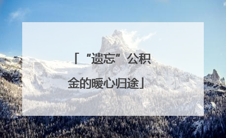 “遗忘”公积金的暖心归途
