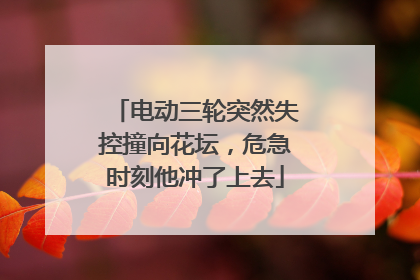 电动三轮突然失控撞向花坛，危急时刻他冲了上去