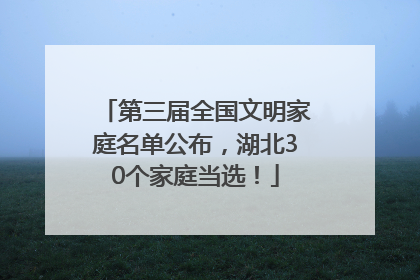 第三届全国文明家庭名单公布，湖北30个家庭当选！