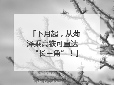 下月起，从菏泽乘高铁可直达“长三角”！