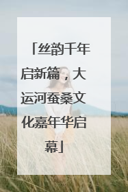 丝韵千年启新篇，大运河蚕桑文化嘉年华启幕
