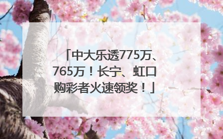 中大乐透775万、765万！长宁、虹口购彩者火速领奖！