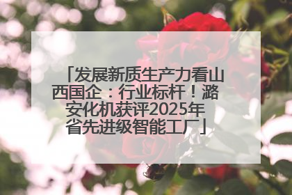 发展新质生产力看山西国企：行业标杆！潞安化机获评2025年省先进级智能工厂