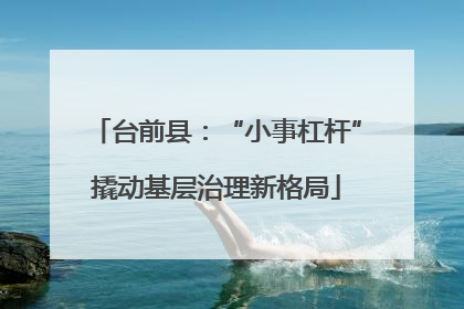 台前县：“小事杠杆”撬动基层治理新格局
