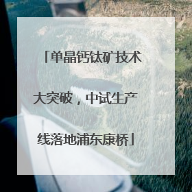 单晶钙钛矿技术大突破，中试生产线落地浦东康桥