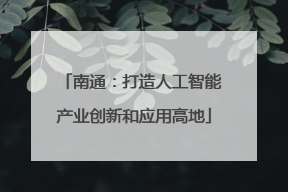 南通：打造人工智能产业创新和应用高地