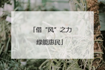 借“风”之力 绿能惠民