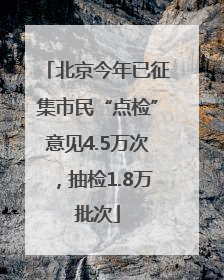 北京今年已征集市民“点检”意见4.5万次，抽检1.8万批次