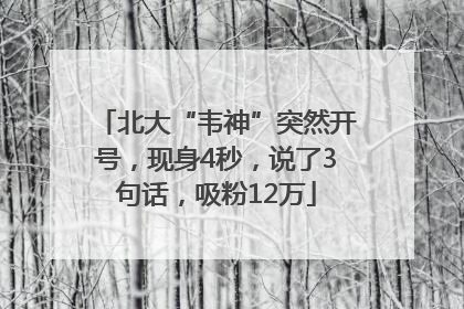 北大“韦神”突然开号，现身4秒，说了3句话，吸粉12万