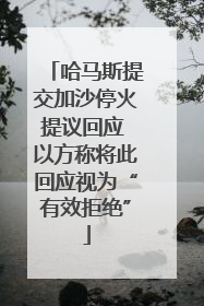 哈马斯提交加沙停火提议回应 以方称将此回应视为“有效拒绝”