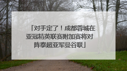 对手定了！成都蓉城在亚冠精英联赛附加赛将对阵泰超亚军曼谷联