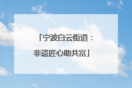 宁波白云街道：非遗匠心助共富