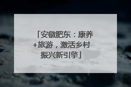 安徽肥东：康养+旅游，激活乡村振兴新引擎
