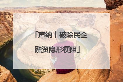 声纳丨破除民企融资隐形梗阻