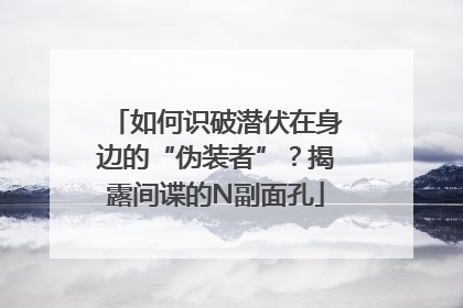 如何识破潜伏在身边的“伪装者”？揭露间谍的N副面孔