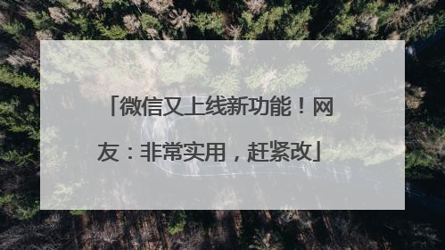 微信又上线新功能！网友：非常实用，赶紧改