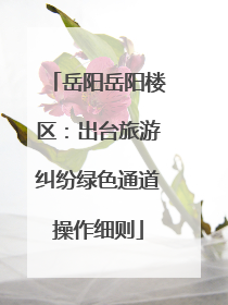 岳阳岳阳楼区：出台旅游纠纷绿色通道操作细则