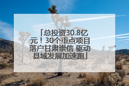总投资30.8亿元！30个重点项目落户甘肃崇信 驱动县域发展加速跑