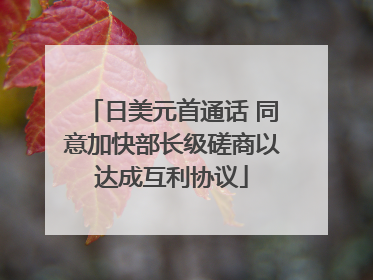日美元首通话 同意加快部长级磋商以达成互利协议