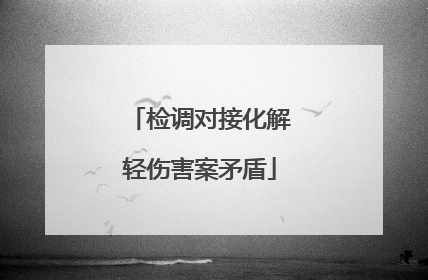 检调对接化解轻伤害案矛盾