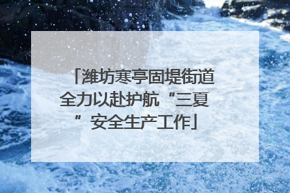 潍坊寒亭固堤街道全力以赴护航“三夏”安全生产工作