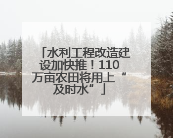 水利工程改造建设加快推！110万亩农田将用上“及时水”