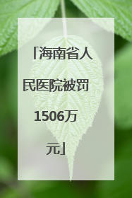 海南省人民医院被罚1506万元