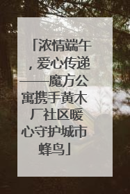 浓情端午，爱心传递——魔方公寓携手黄木 厂社区暖心守护城市蜂鸟