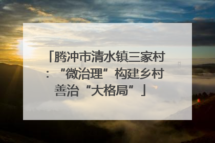 腾冲市清水镇三家村：“微治理”构建乡村善治“大格局”
