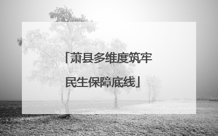 萧县多维度筑牢民生保障底线