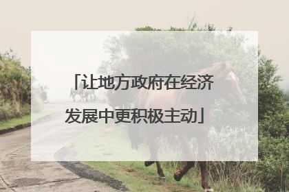 让地方政府在经济发展中更积极主动