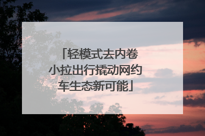 轻模式去内卷 小拉出行撬动网约车生态新可能