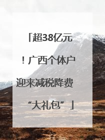超38亿元！广西个体户迎来减税降费“大礼包”