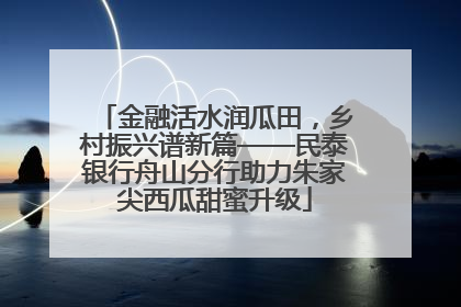 金融活水润瓜田，乡村振兴谱新篇——民泰银行舟山分行助力朱家尖西瓜甜蜜升级