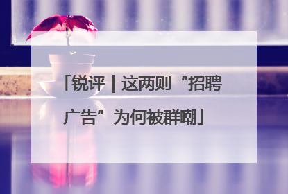 锐评｜这两则“招聘广告”为何被群嘲