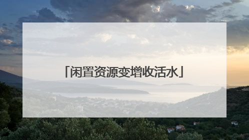 闲置资源变增收活水