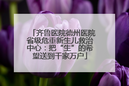 齐鲁医院德州医院省级危重新生儿救治中心：把“生”的希望送到千家万户