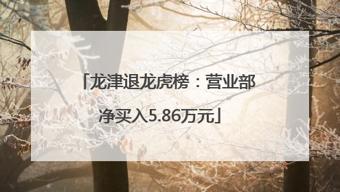 龙津退龙虎榜：营业部净买入5.86万元